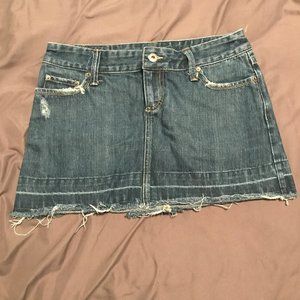 American Eagle Denim Frayed Hem Mini Skirt